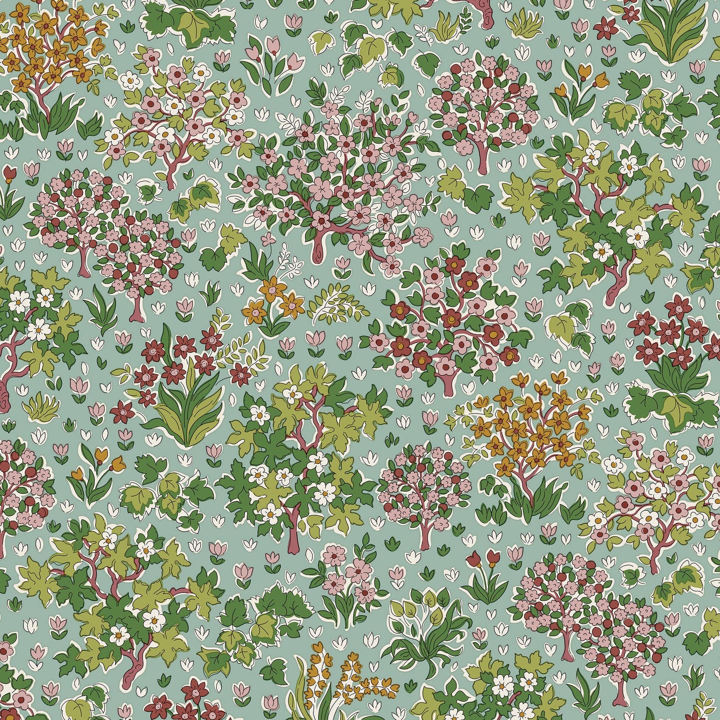 Autumn Woodland Fabric || Liberty of London Quilting Cotton || Bountiful Forest Blue
