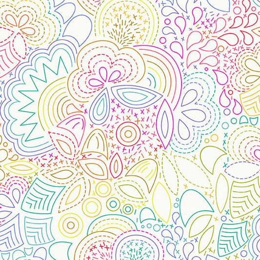 Color Wheel Fabrics by Alison Glass - Day Rainbow Stitched