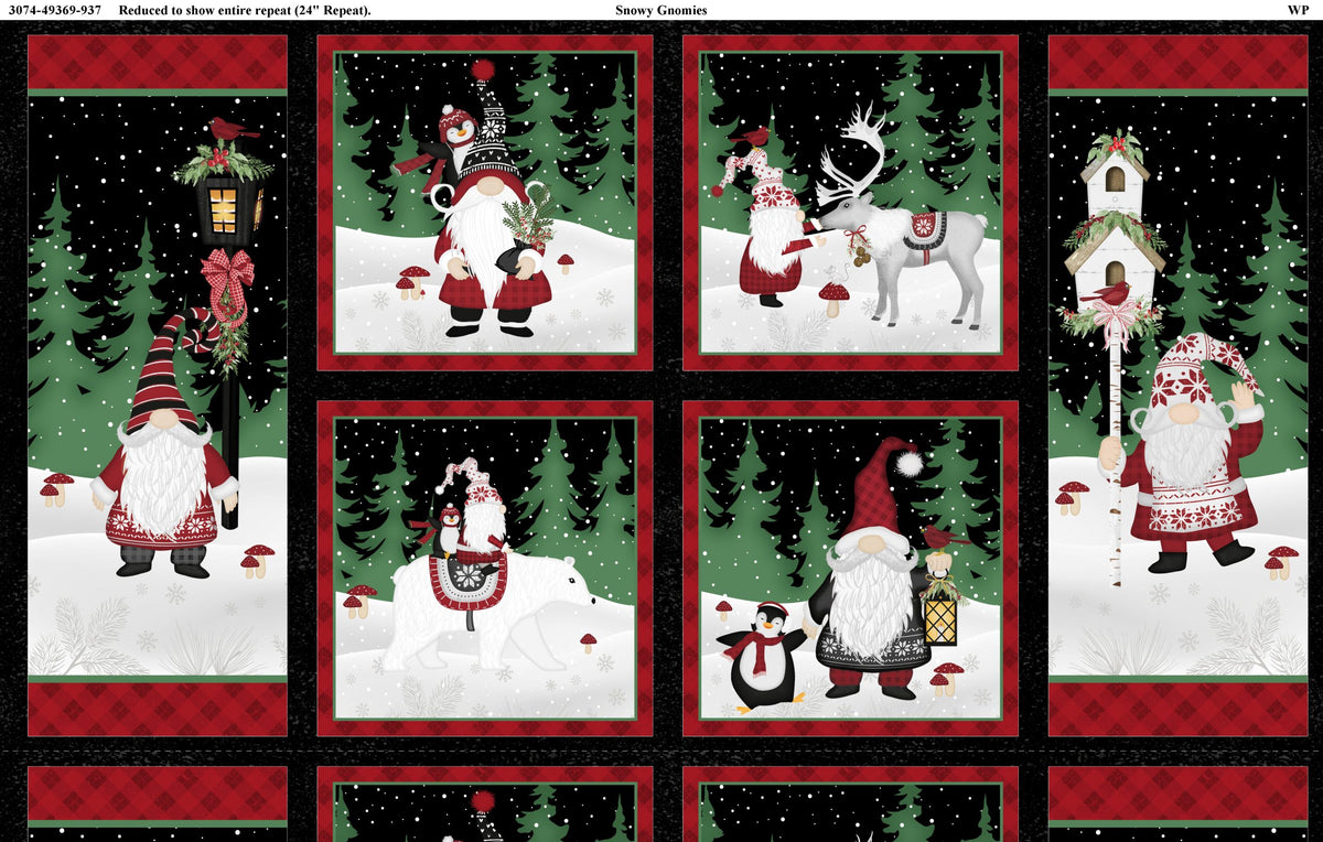 Snowy Gnomies || Wilmington Prints || Panel