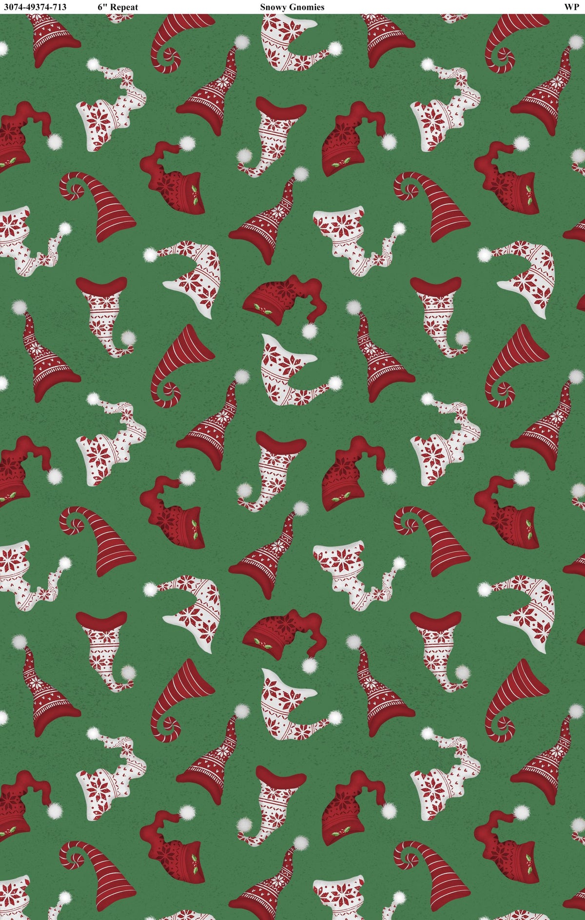 Snowy Gnomies || Wilmington Prints || Scattered Toques Green