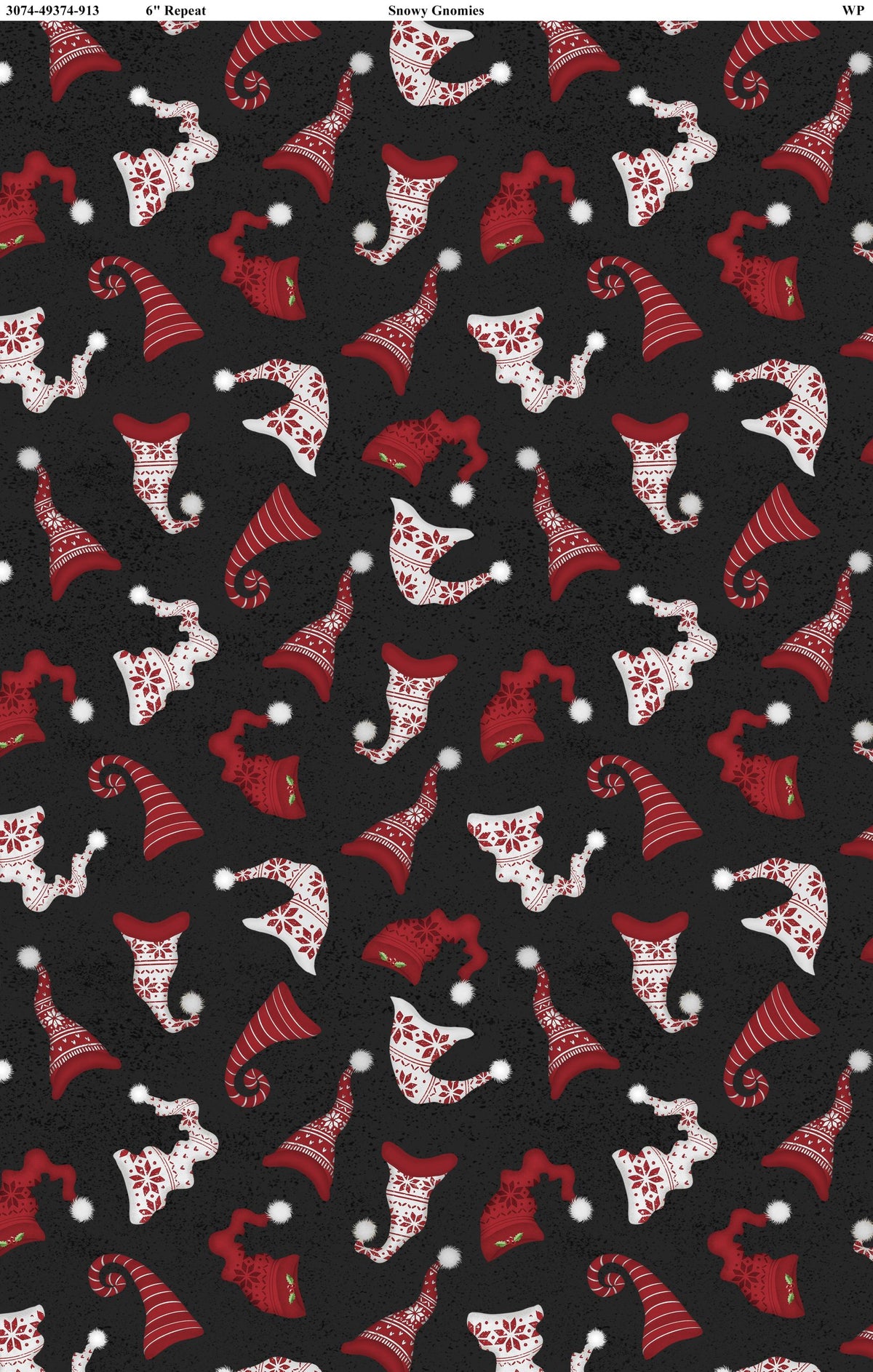 Snowy Gnomies || Wilmington Prints || Scattered Toques Black