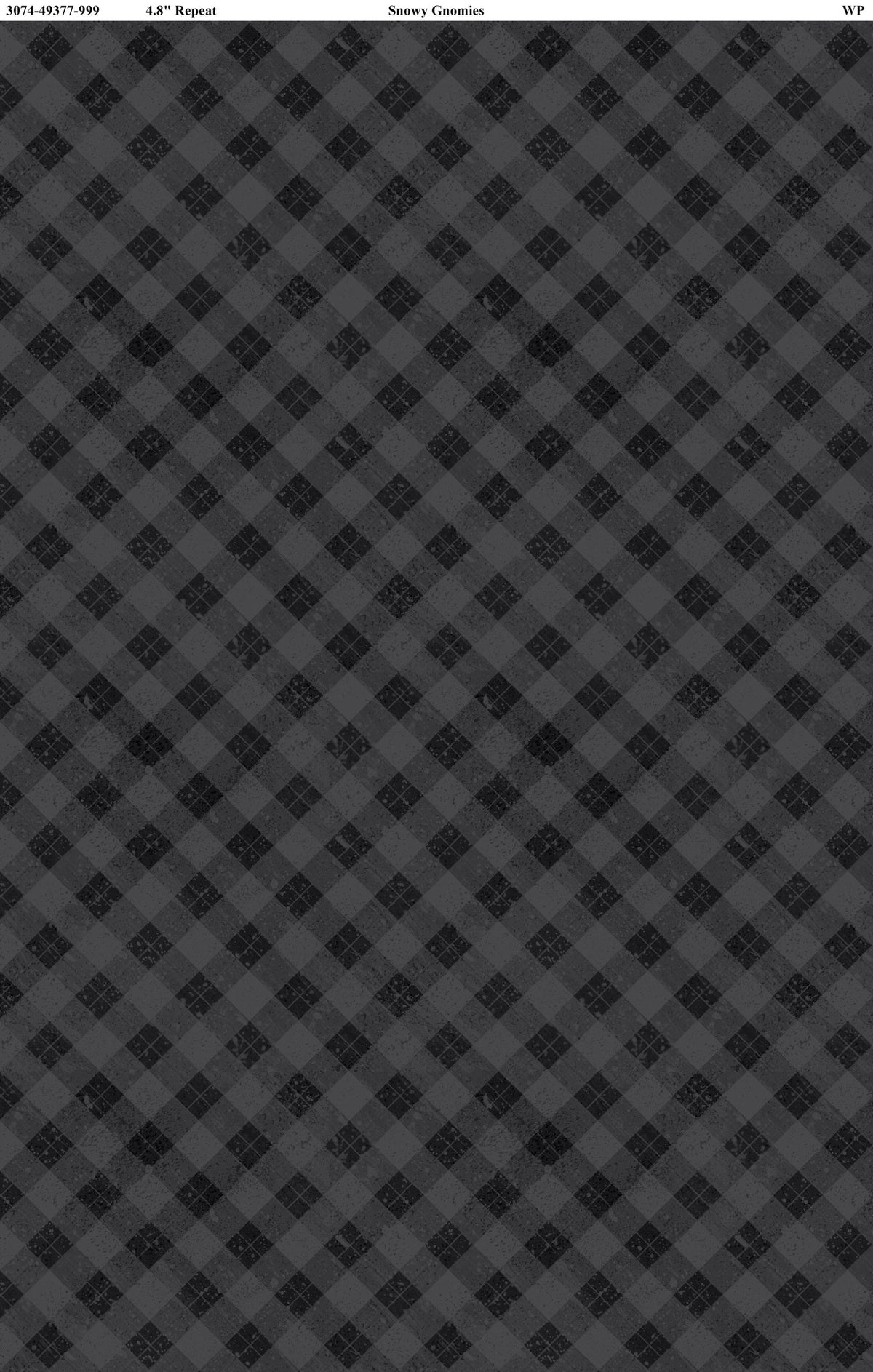 Snowy Gnomies || Wilmington Prints || Gingham in Charcoal