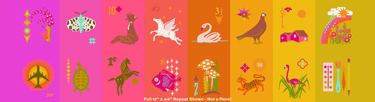 Postmark Fabrics - Alison Glass - Warm Ephemera Panel