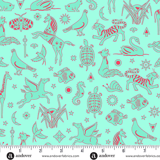 Postmark Fabrics - Alison Glass - Aqua Philately