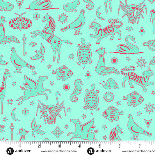 Postmark Fabrics - Alison Glass - Aqua Philately