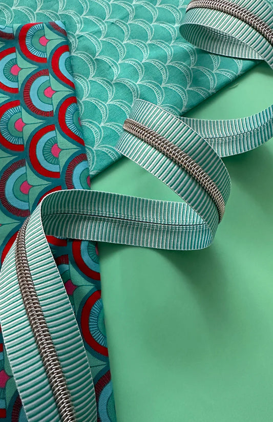 Aqua Stripe Zipper Tape - 3 Yards