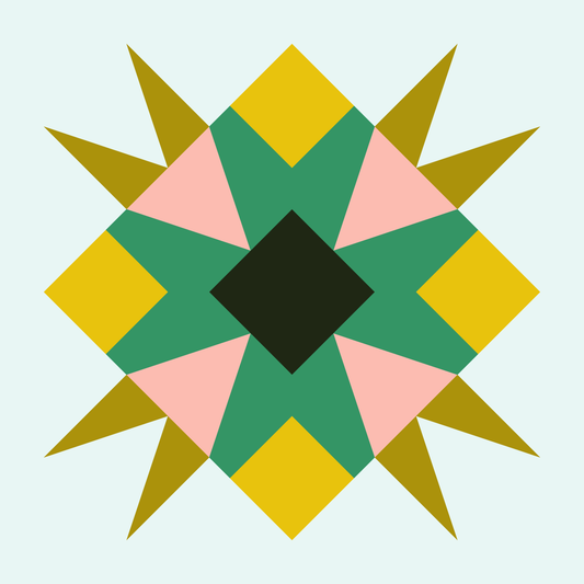 Floral Star Revival Quilt Block Pattern