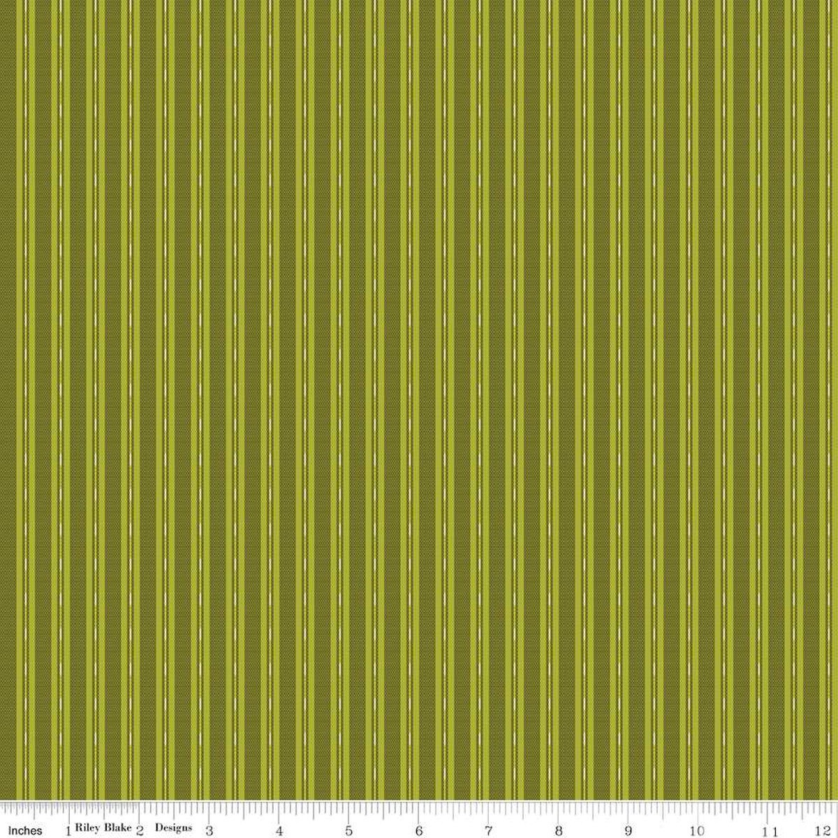 Stitcher's Flannel - Riley Blake - Ticking - Green