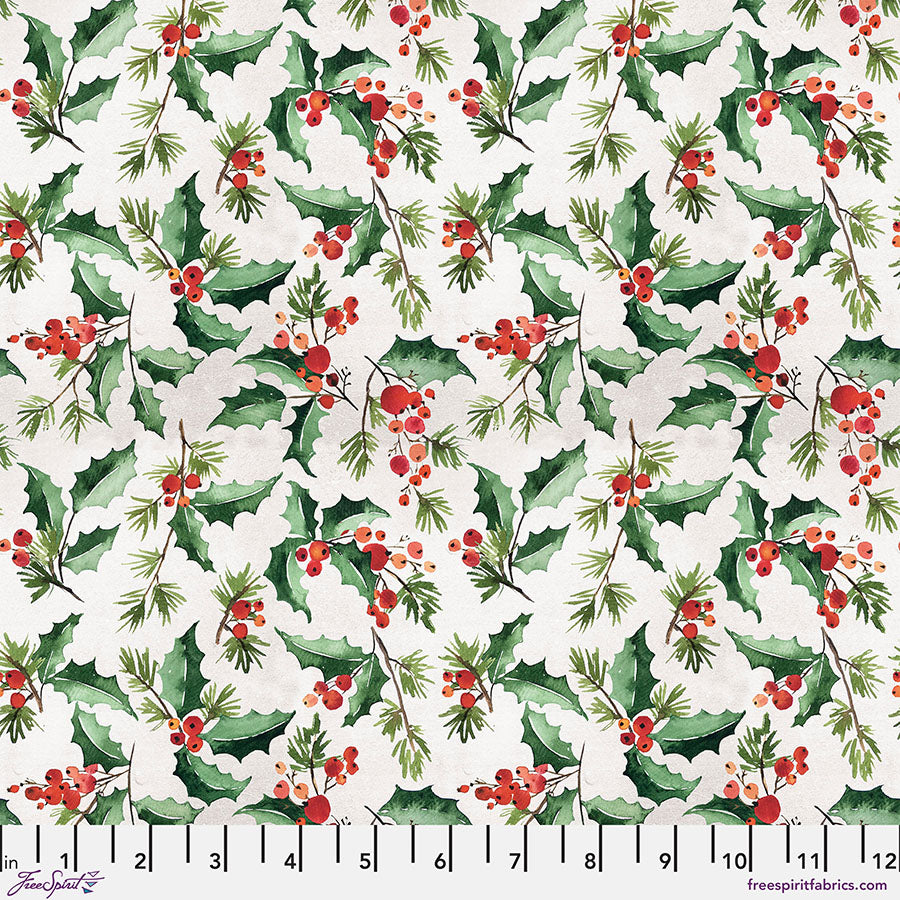 Jolly Holly White - Wonderland Flannels by Tim Holtz for Free Spirit