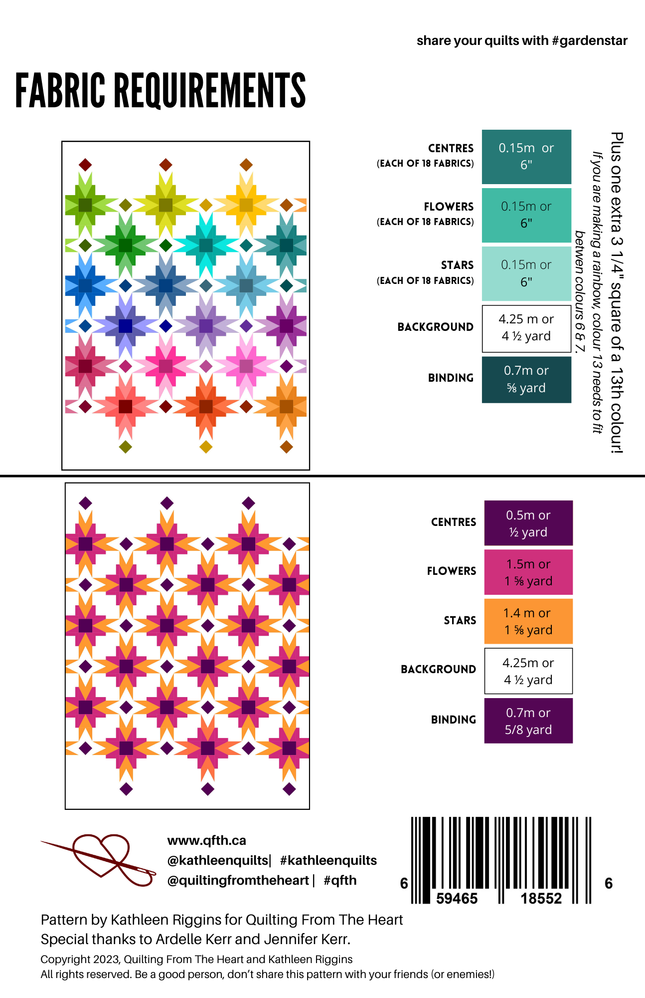 Garden Star Quilt Pattern - Paper Copy - Wholesale 5 Copies