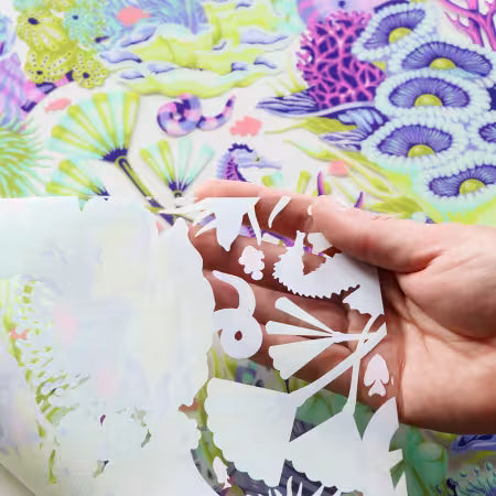 Tula Pink Vinyl: Floral Reef Reef What You Sew ½ Yard Cut -- PreOrder, Arrives May 2026
