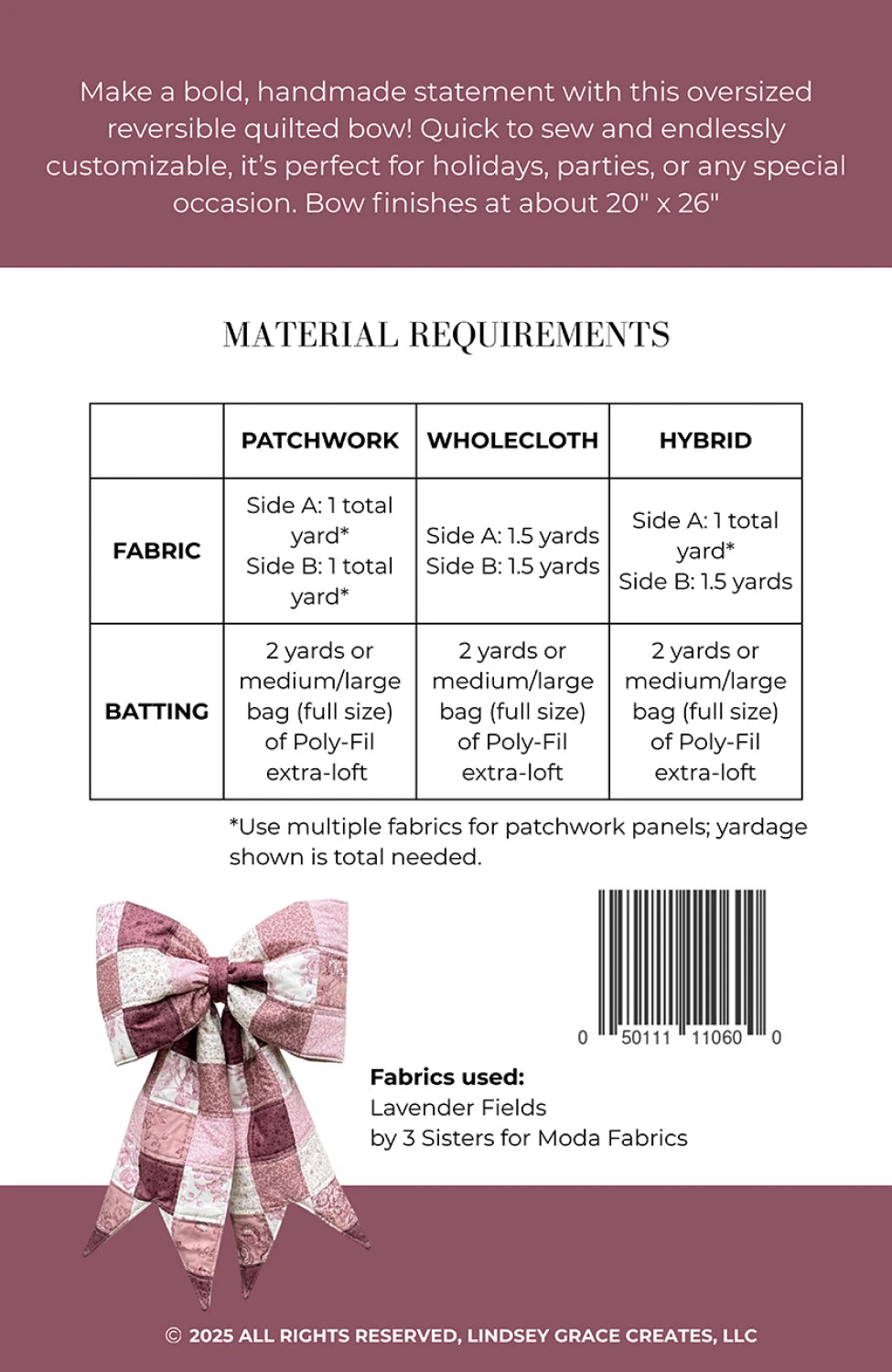 The Big Giant Quilted Bow Pattern || Lindsey Grace Creates