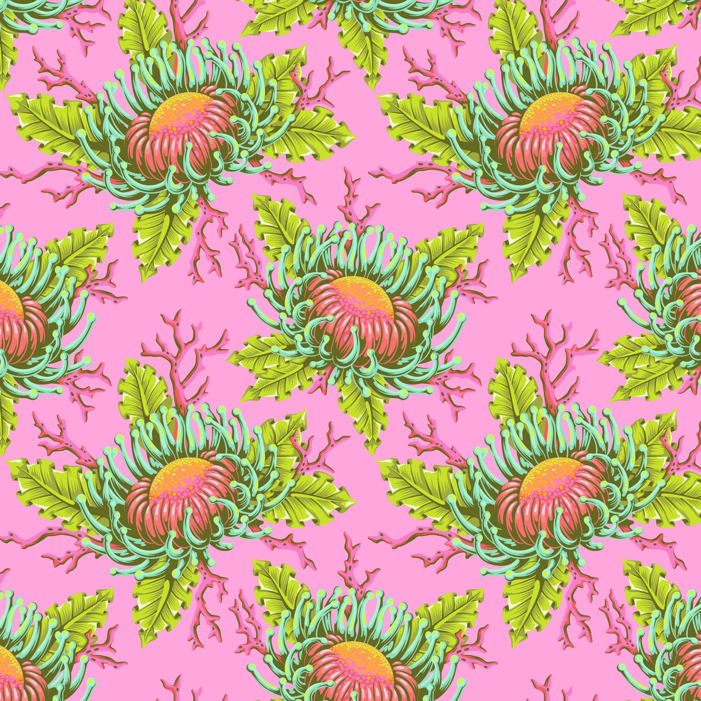 Tula Pink's Floral Reef Fabrics || Friends & Anemones Coraline || Preorder, Ships May 2025