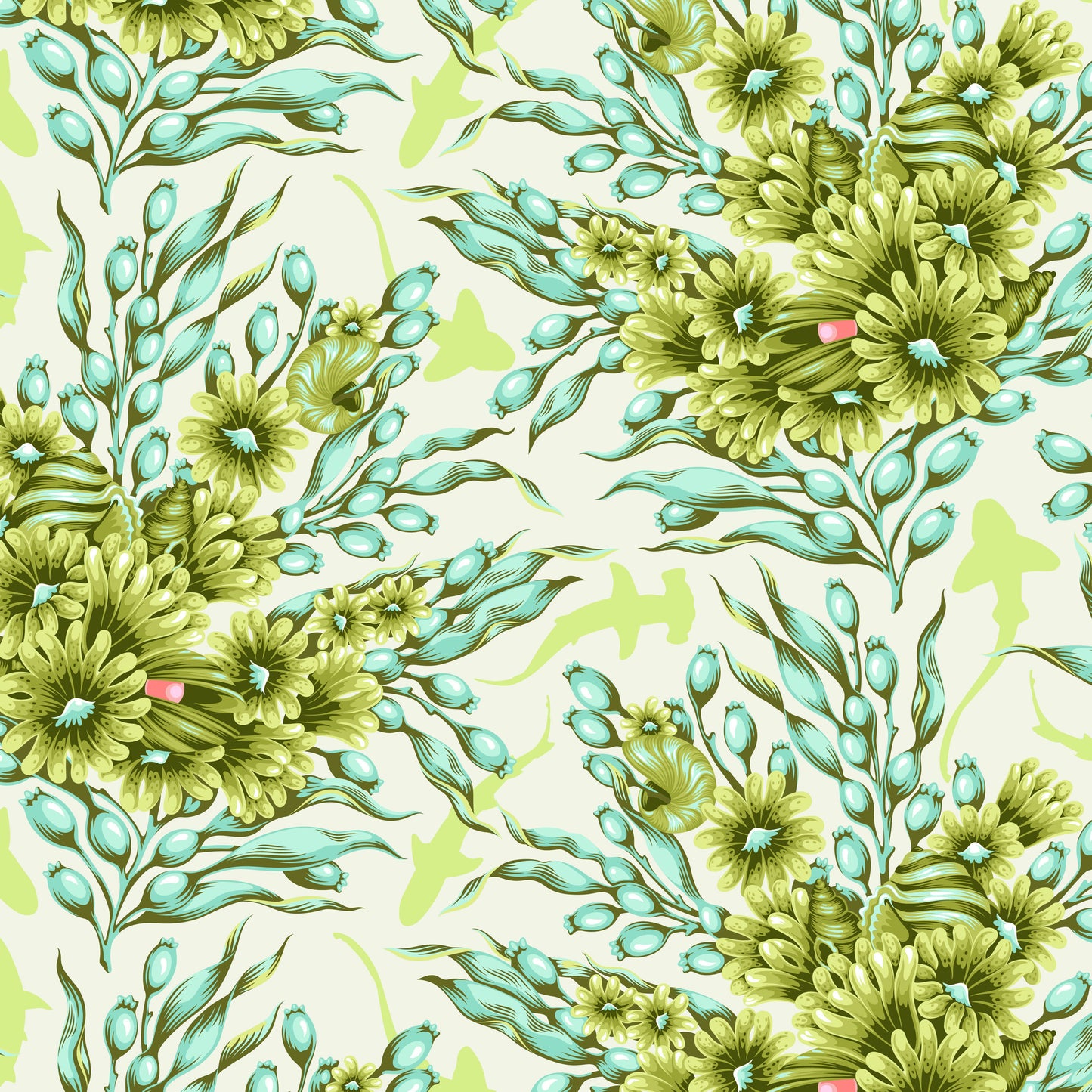 Tula Pink's Floral Reef Fabrics || Shadow Sharks Seagrass || Preorder, Ships May 2025