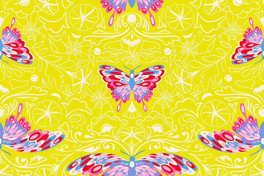 Glow Garden Fabrics - Sarah Watts for Ruby Star Society - Morning Moth Citron