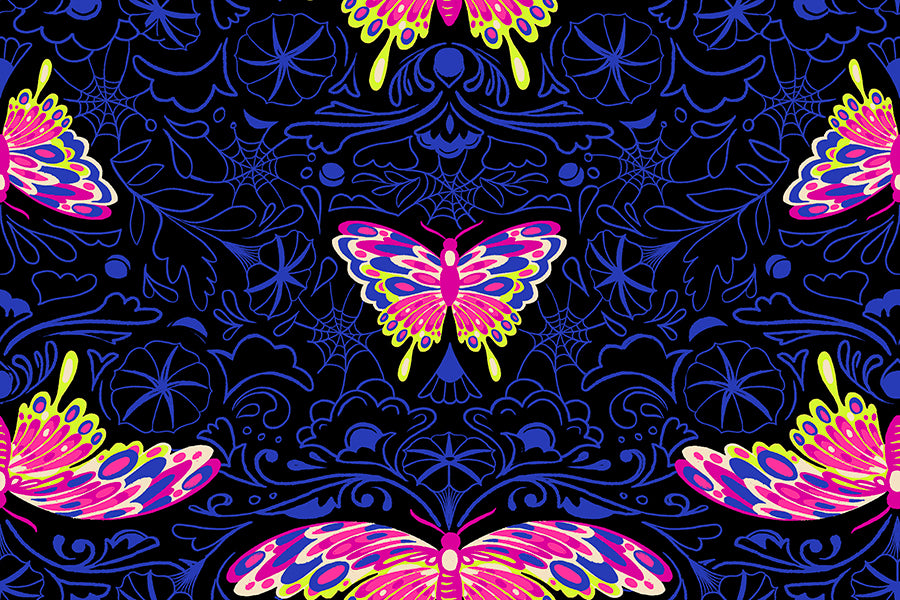 Glow Garden Fabrics - Sarah Watts for Ruby Star Society - Morning Moth Black