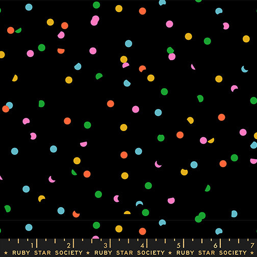 Sidekicks Fabric || A Ruby Star Society Collaborative Collection || Hole Punch Dot Multi On Black