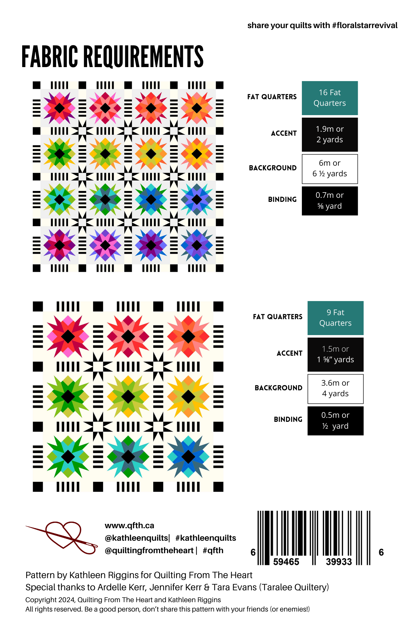 Floral Star Revival Quilt Pattern - Paper Copy