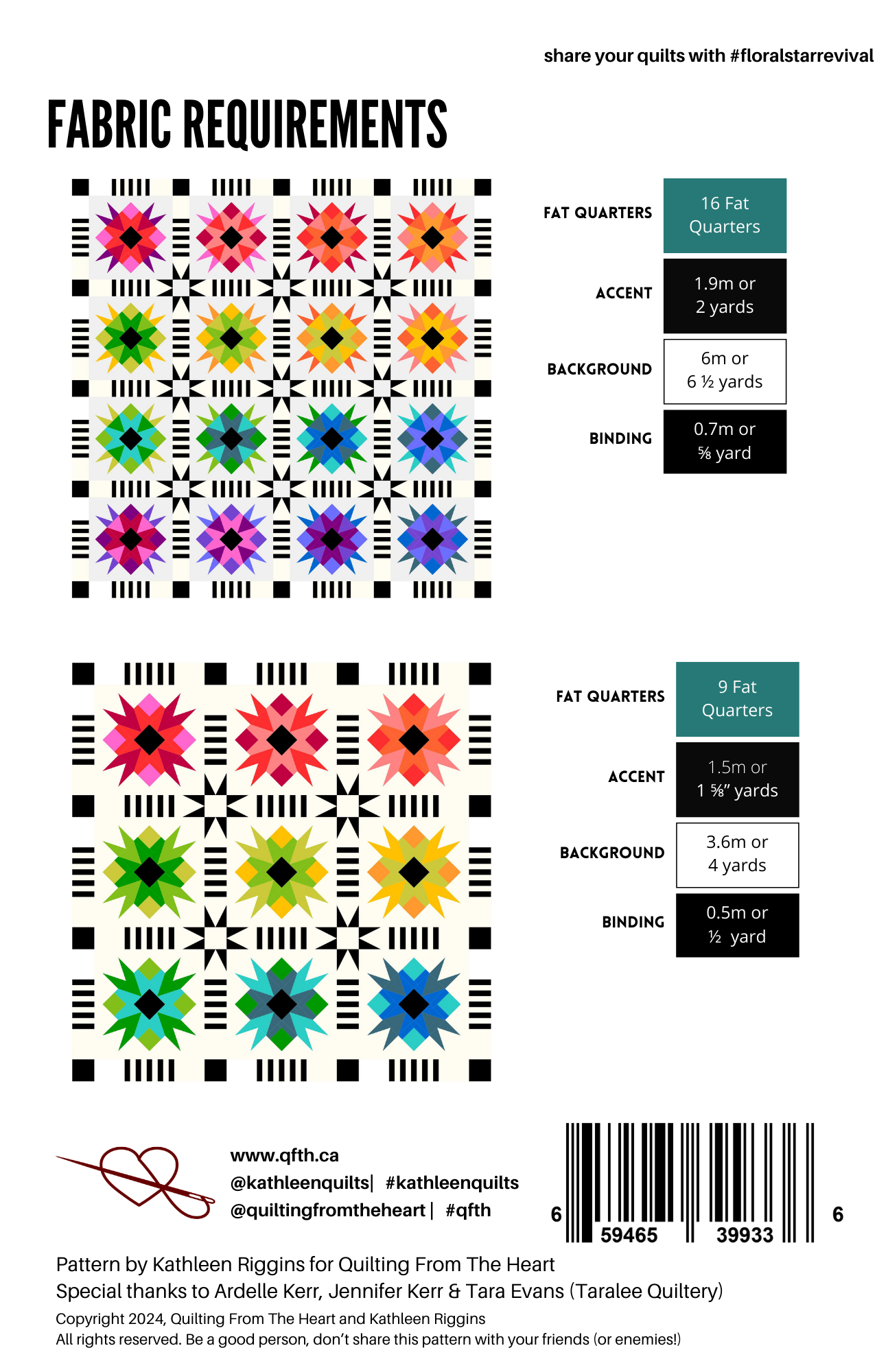 Floral Star Revival Quilt Pattern - Paper Copy -- Wholesale 5 Copies