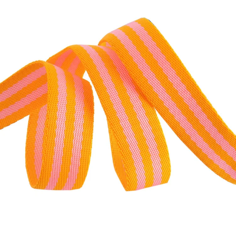 Tula Pink Striped Webbing -1" || 2 yards || Pink / Orange