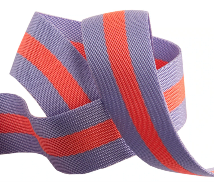 Tula Pink Striped Webbing -1 ½" || 2 yards || Lavender / Pink