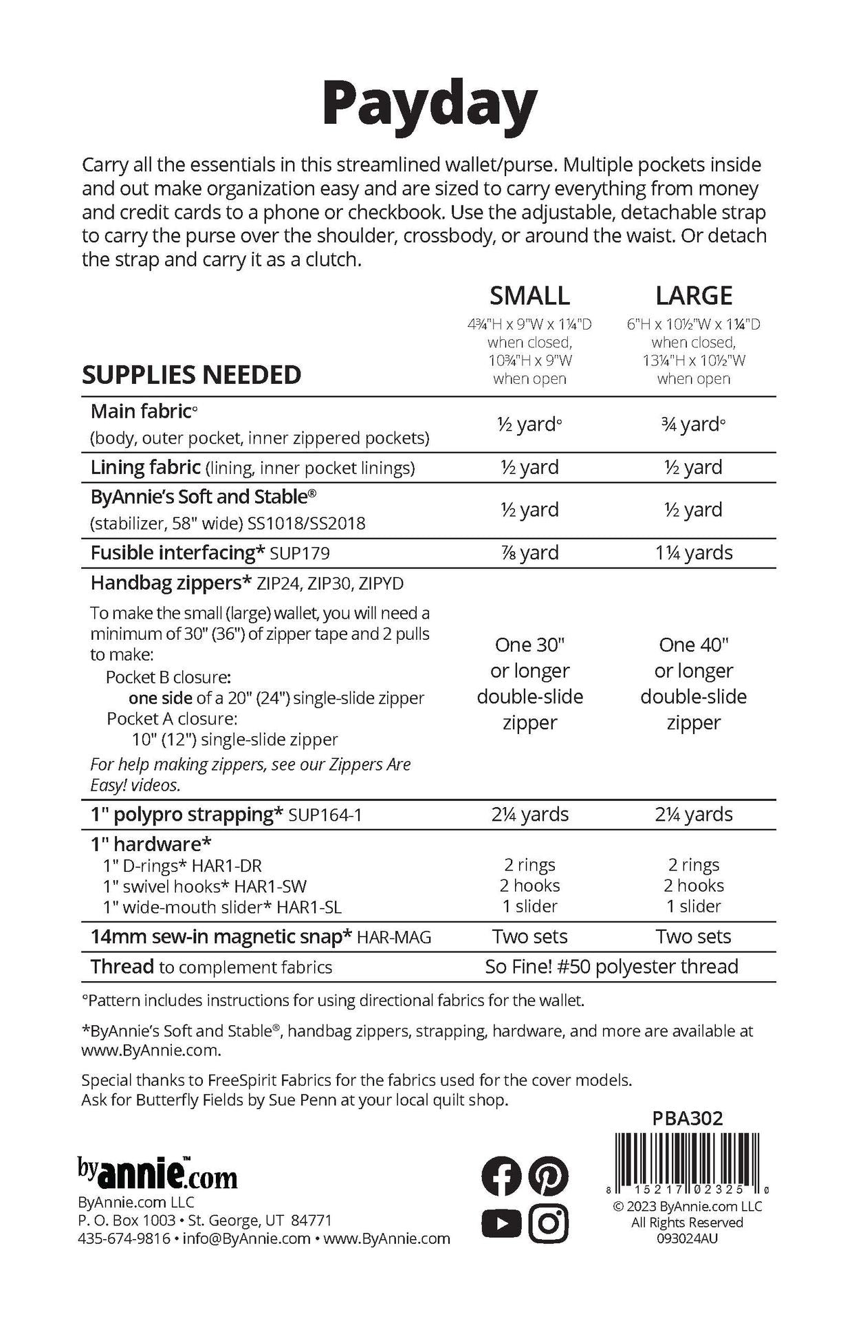 Payday Wallet Pattern - By Annie