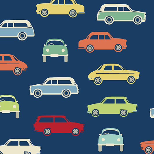 Sweet Ride by Laundry Basket Quilts - Navy Cars