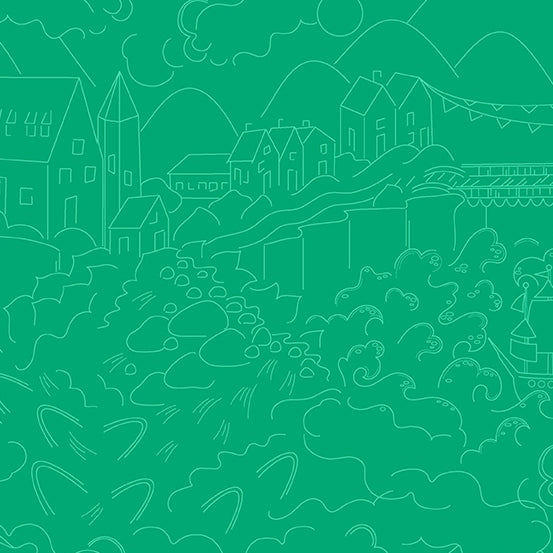 Sun Print Luminance - Village - Emerald