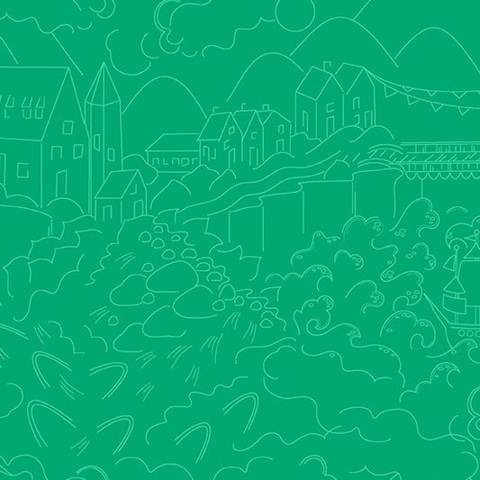 Sun Print Luminance -  Village - Emerald