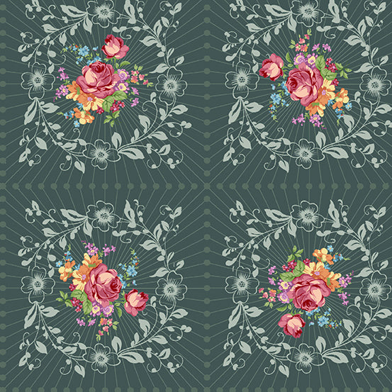 Nonna Fabric - Slate Wreath- by Giucy Giuce for Andover