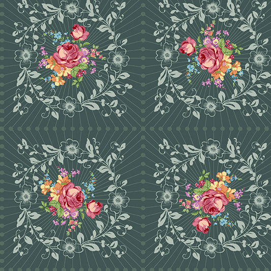 Nonna Fabric - Slate Wreath- by Giucy Giuce for Andover