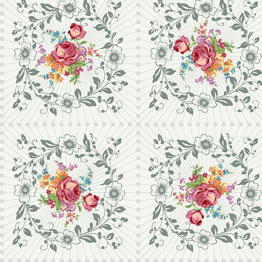 Nonna Fabric - Ivory Wreath - by Giucy Giuce for Andover