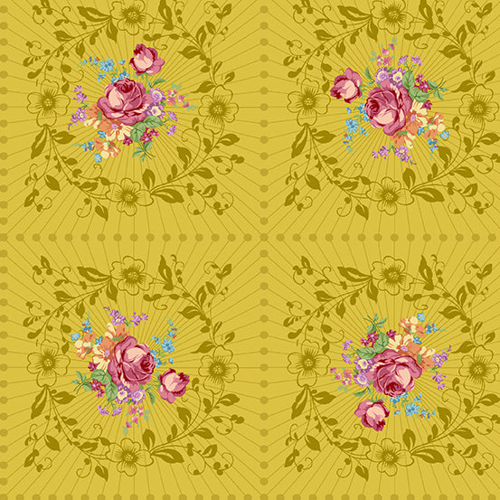 Nonna Fabric - Mustard Wreath - by Giucy Giuce for Andover