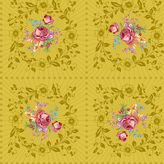 Nonna Fabric - Mustard Wreath - by Giucy Giuce for Andover