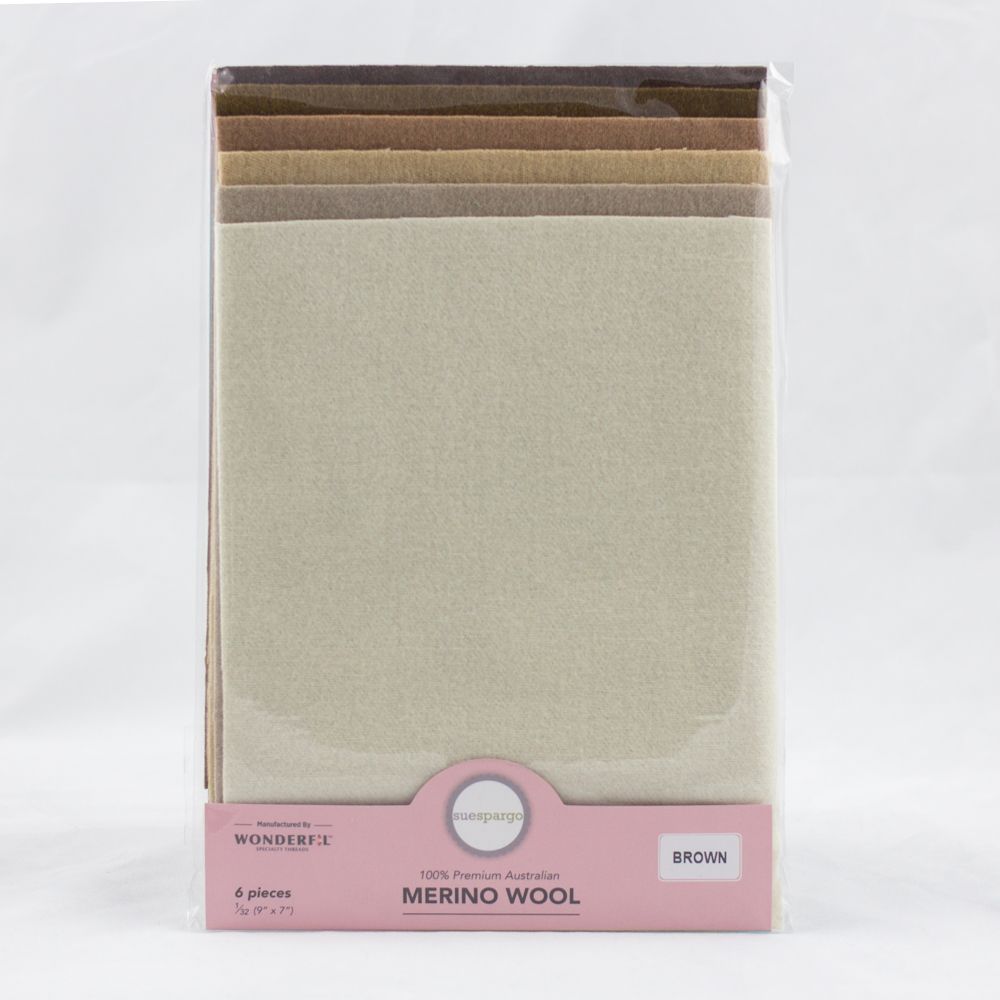 Sue Spargo Wool Fabric - 1/32 Wool Fabric Pack - 9" x 7" - Brown
