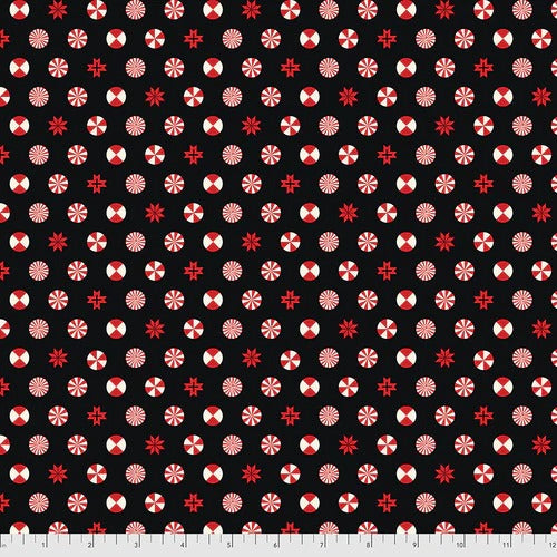 Tula Pink's Holiday Homies Flannel - Peppermint Stars - Ink