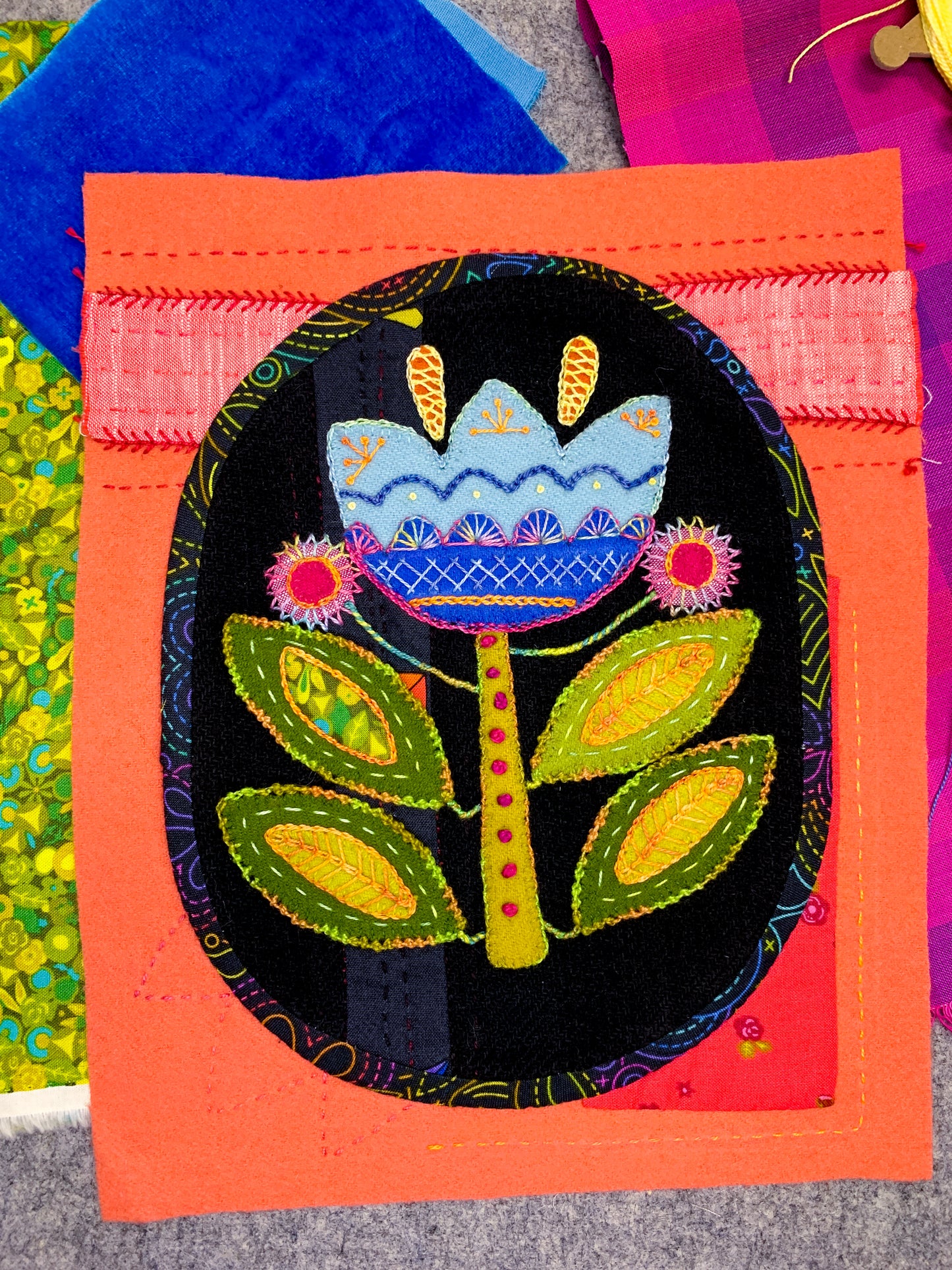 Floral Vignettes Wool Felt Full Quilt