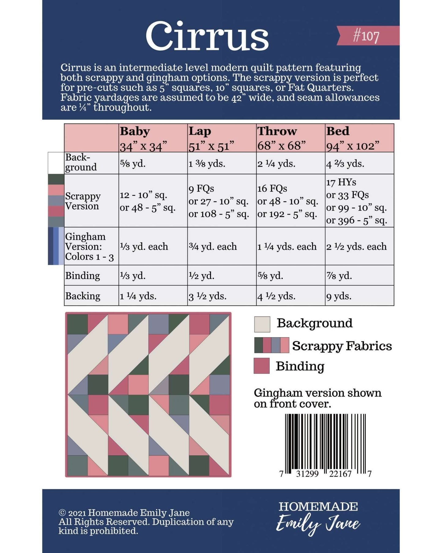 Cirrus Quilt Pattern - Homade Emily Jane