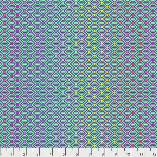 True Colours Hexy Peacock - Tula Pink - PER QUARTER METRE