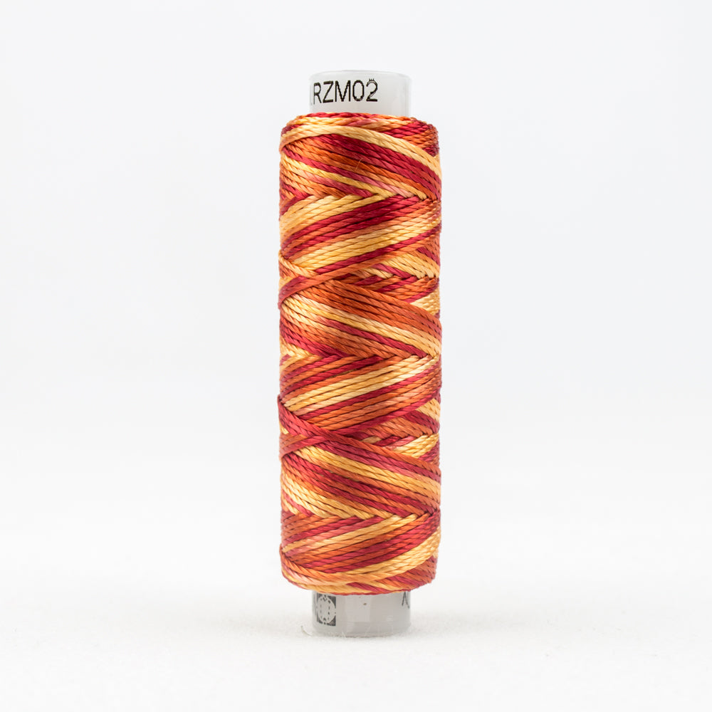 Sue Spargo's Variegated Razzle Thread - 100% Rayon Thread - RZM02 - Go-Go Mango