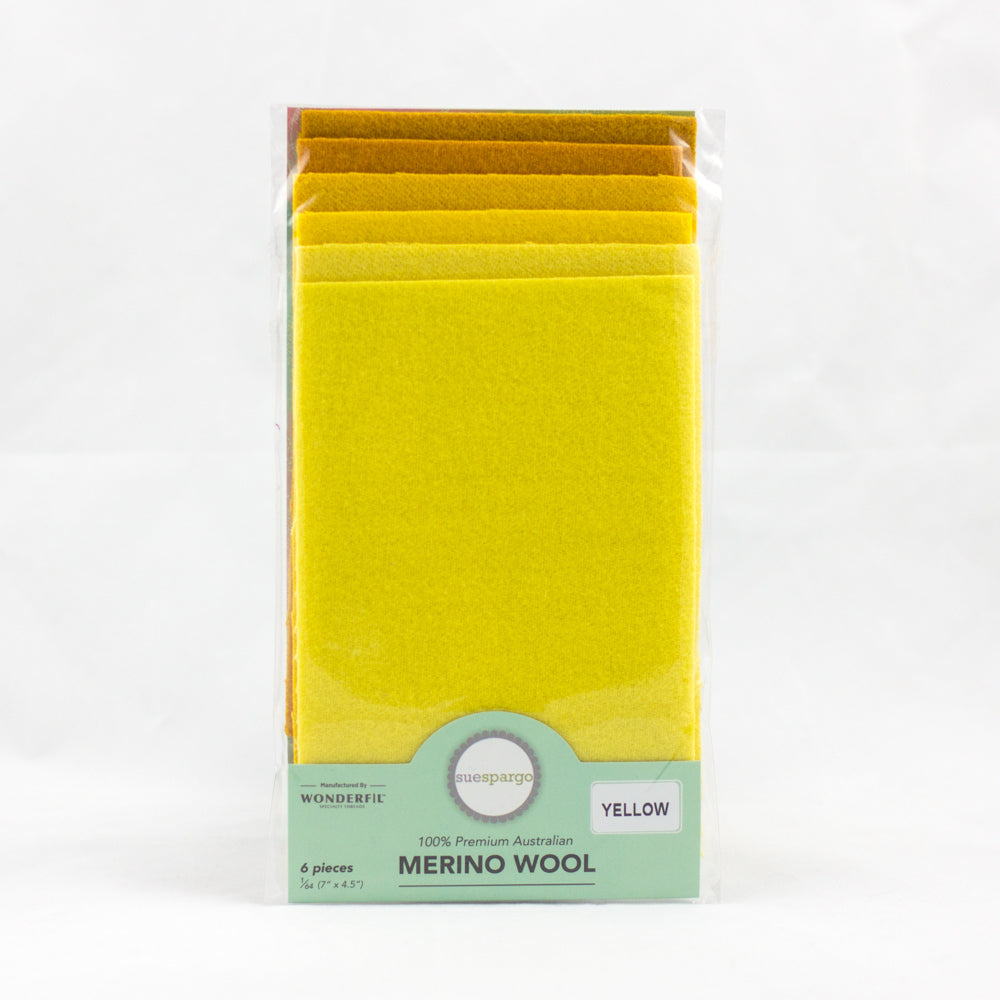 Sue Spargo Wool Fabric - 1/64 WooL Fabric Pack - 7" x 4.5" - Yellow