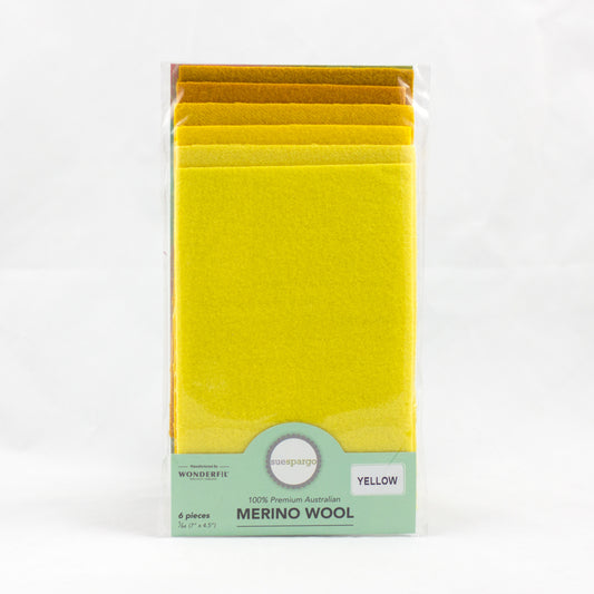 Sue Spargo Wool Fabric - 1/64 WooL Fabric Pack - 7" x 4.5" - Yellow