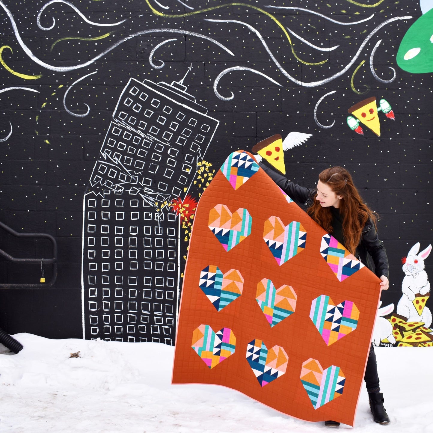 Graffiti Hearts Quilt Pattern - Patchwork and Poodles