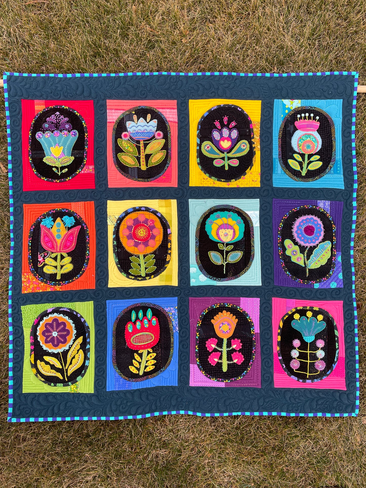Floral Vignettes Wool Felt Full Quilt