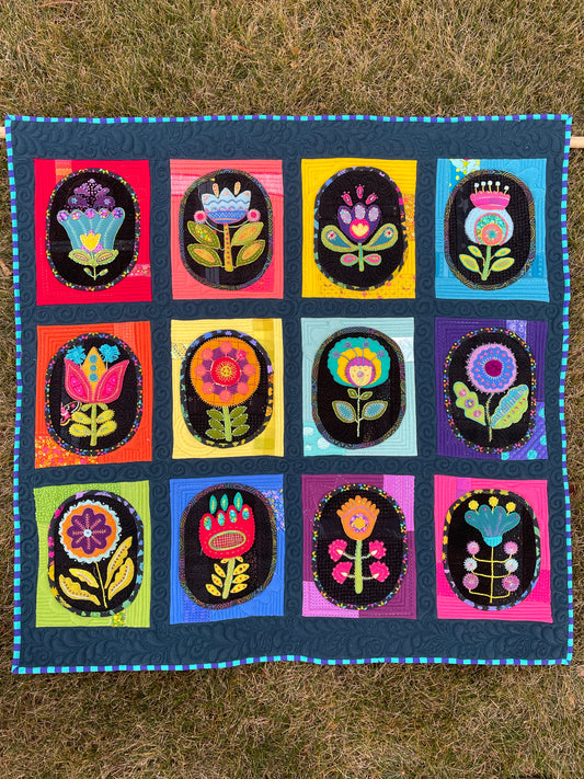 Floral Vignettes Wool Felt Full Quilt