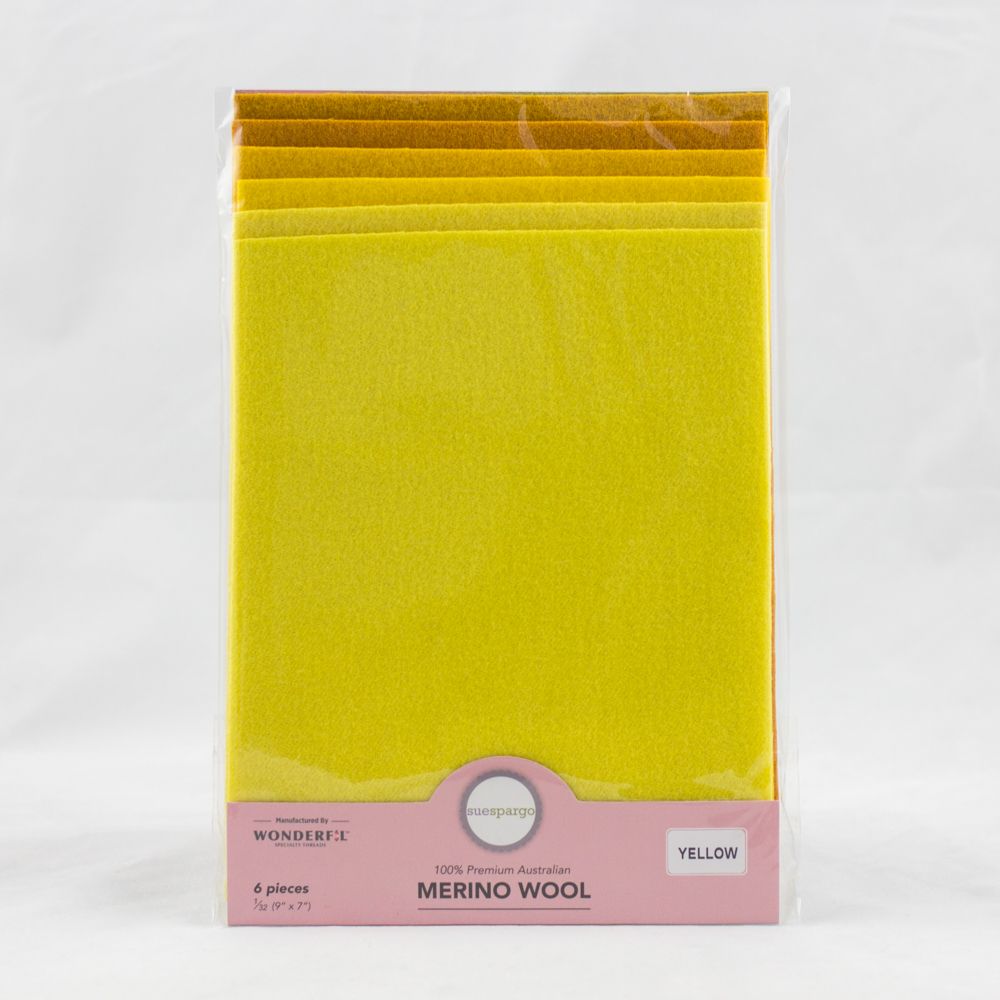 Sue Spargo Wool Fabric - 1/32 Wool Fabric Pack - 9" x 7" - Yellow