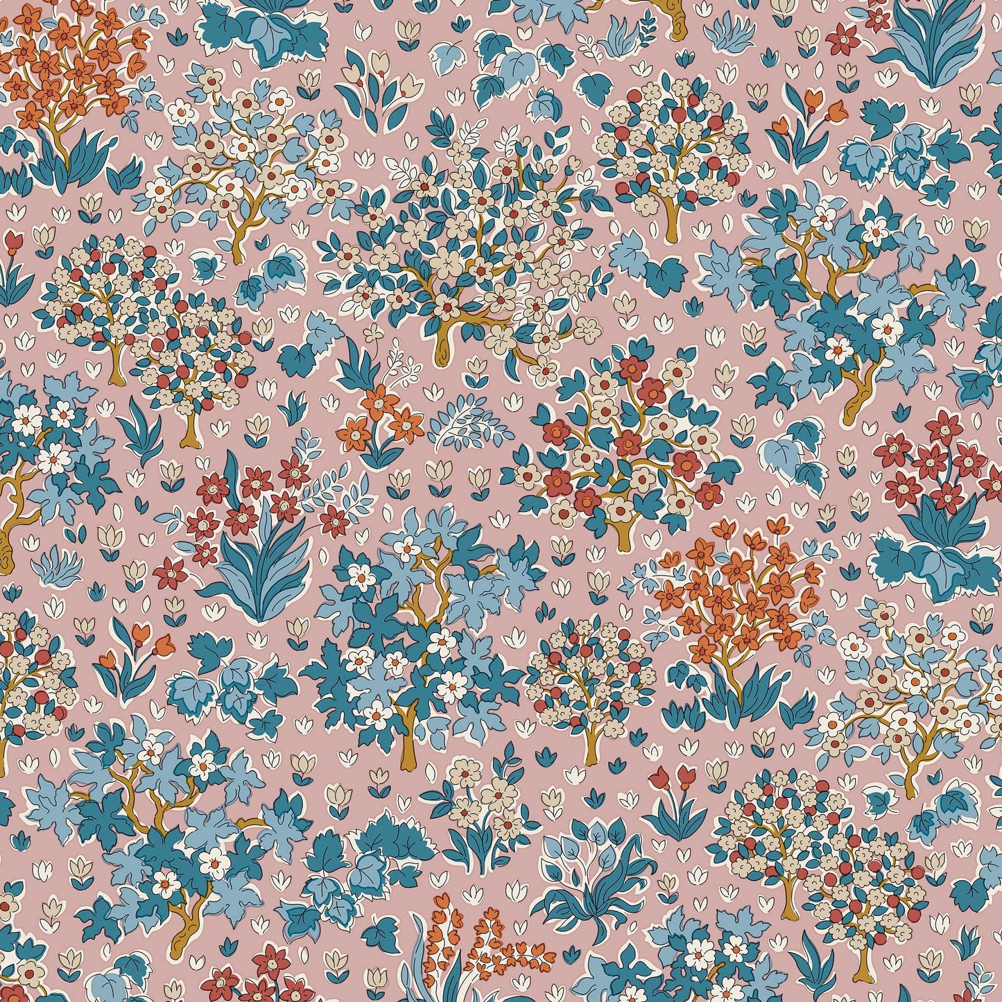 Autumn Woodland Fabric || Liberty of London Quilting Cotton || Bountiful Forest Pink