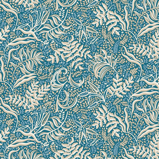 Autumn Woodland Fabric || Liberty of London Quilting Cotton || Rustling Grasses in Blue