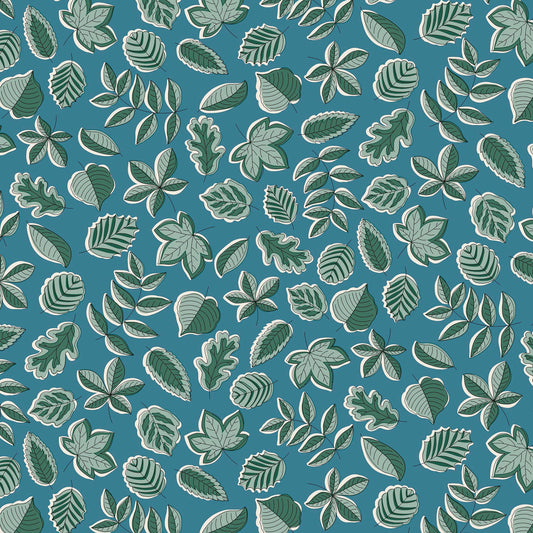 Autumn Woodland Fabric || Liberty of London Quilting Cotton || Leaf Flutter in Blue