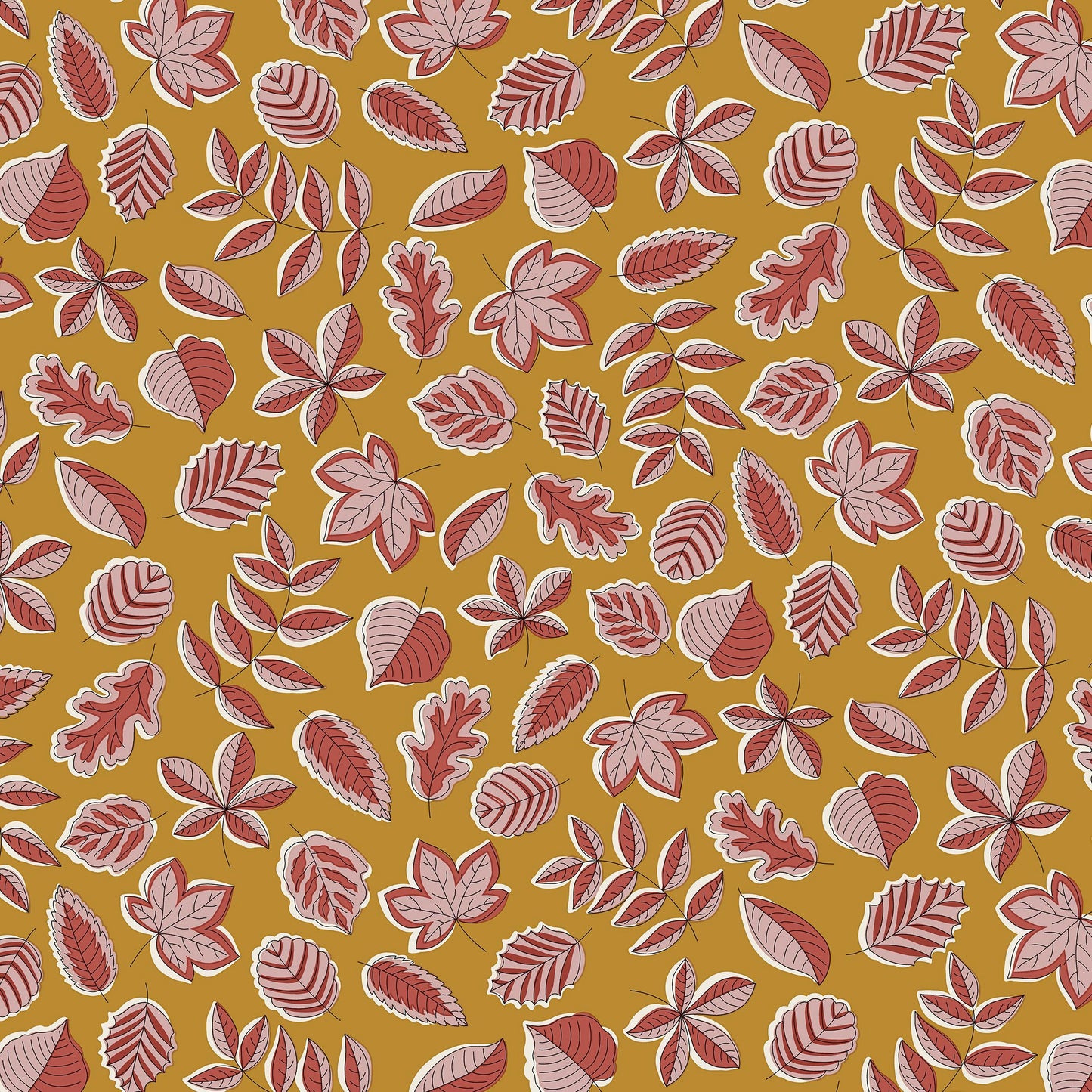 Autumn Woodland Fabric || Liberty of London Quilting Cotton || Leaf Flutter in Mustard